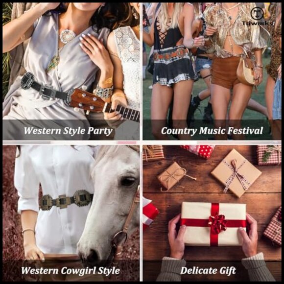 Western Concho Leather Belt Cowgirl Boho Chunky Festival Concert Wear main image 7
